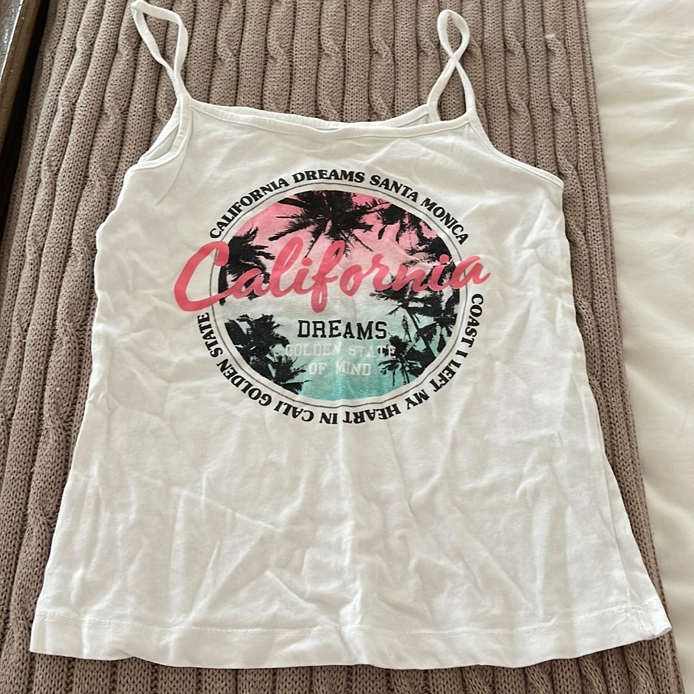 girls white tank-top with cute california image